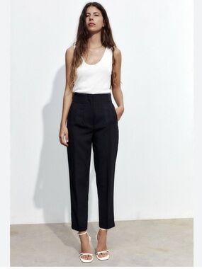 Zara Black High Waisted Tailored Trousers